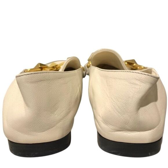 Valentino Garavani Gold Roman Stud Loafer EU 38 US 8 Ivory Slip On Flat Shoes - Picture 7 of 10